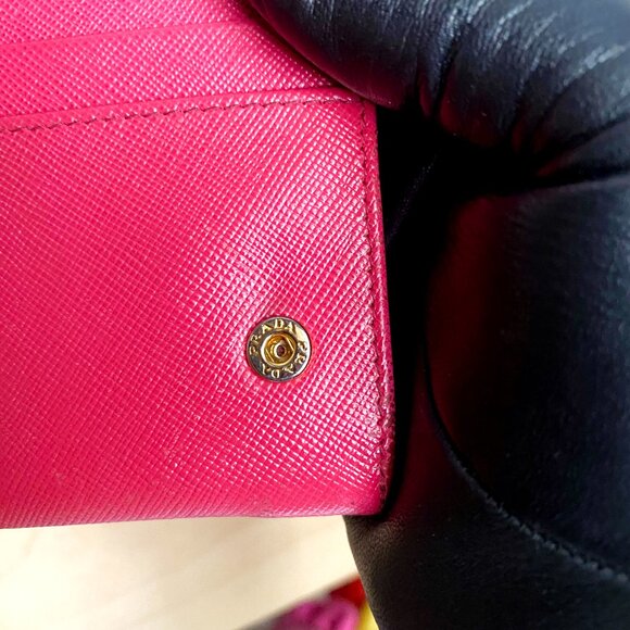 Prada Pink Saffiano Leather Flap Long Wallet with Bow - Picture 8 of 11